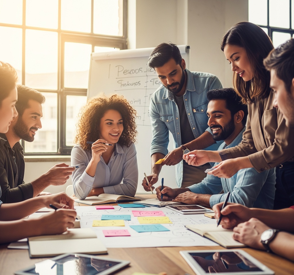 Equipo trabajando colaborativamente